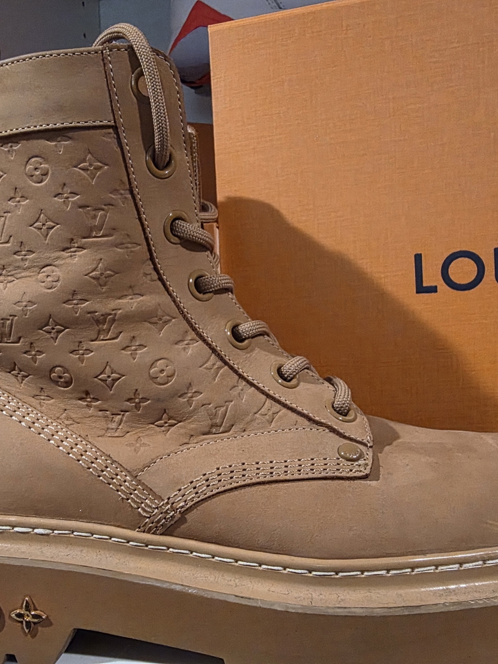 Louis Vuitton Men’s Tan Monogram Combat Boot